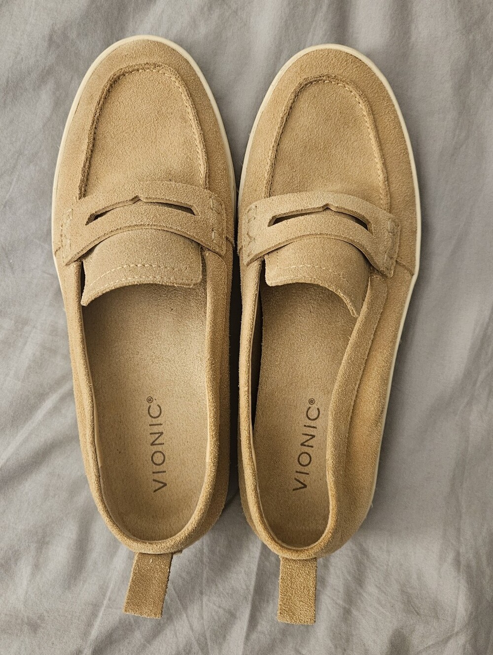 Vionic Tan Suede Supportive Penny Loafers 8.5 Wide